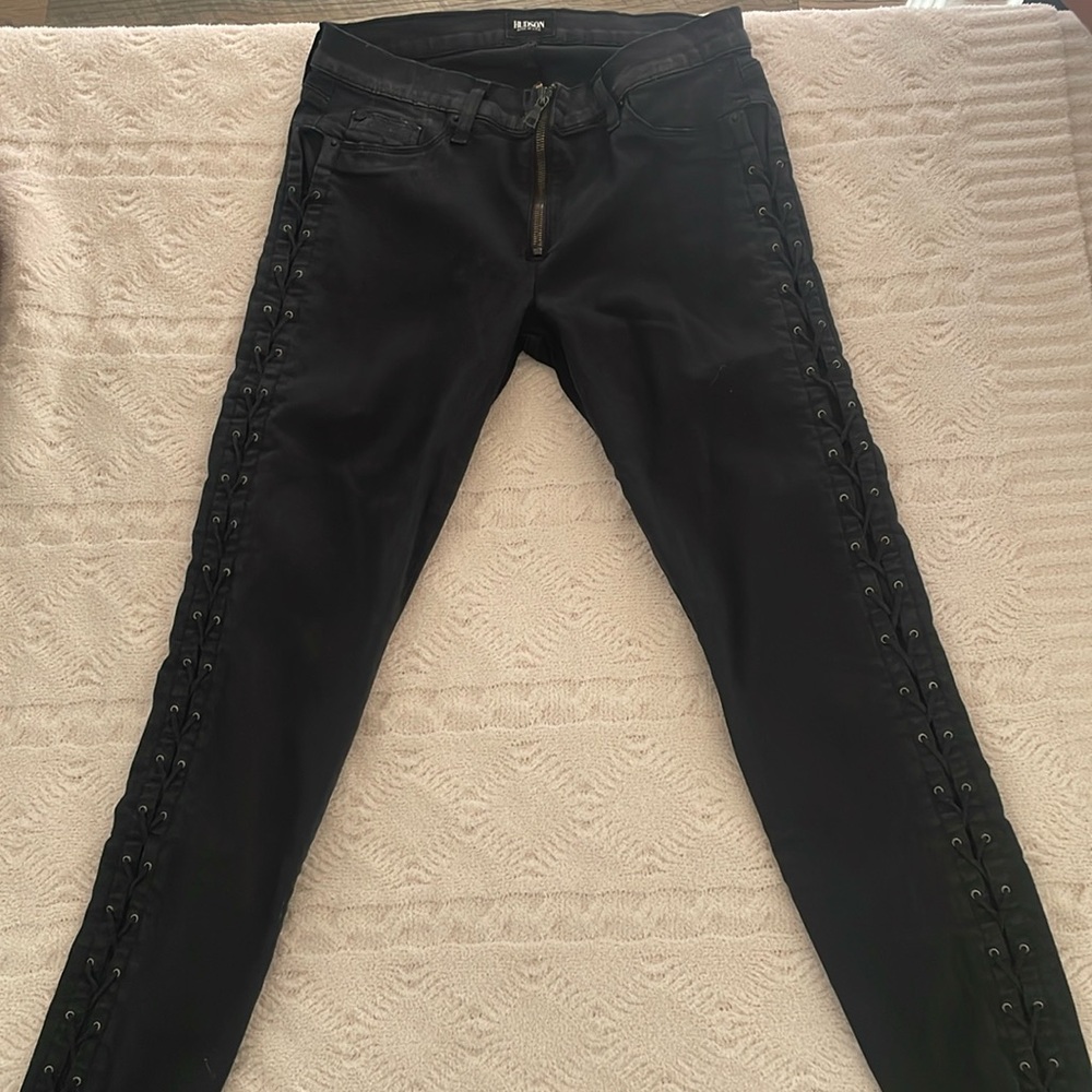 Hudson lace up black jeans